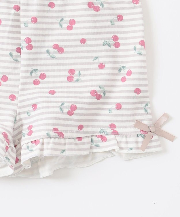 ANY KIDS 無地/総柄 1分丈スパッツ ボーダー（さくらんぼ）