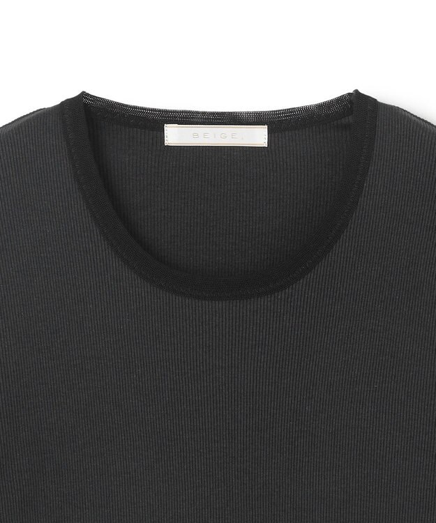 BEIGE， 【BEIGE,ecru/WEB限定・洗える】RIB TOPS /  コットンシルクロングスリーブトップス Stone