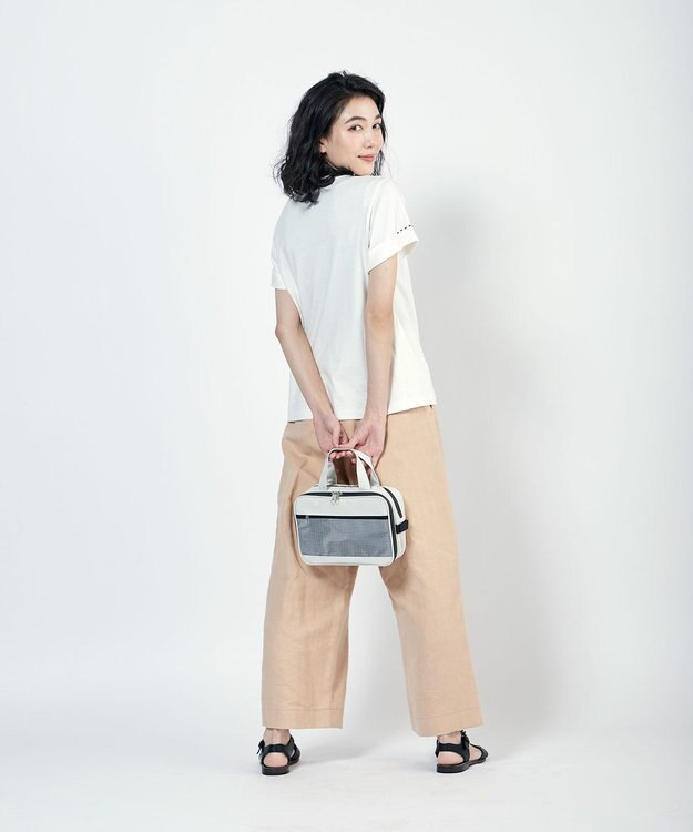 +RING 【プラスリング】傘生地を使用したボストンバッグ  waterproofed mini boston bag WHT Sr.404 白～オフホワイト