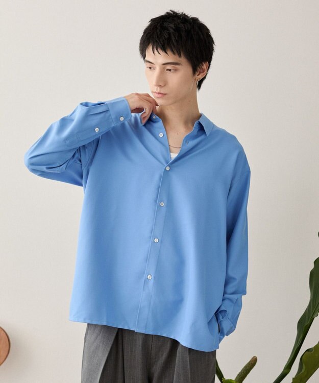 WEGO ルーズシルエットボックスシャツ（LS） ブルー