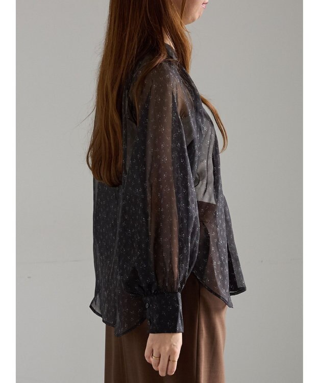 Te chichi シアーフラワーボリュームスリーブブラウス ブラック