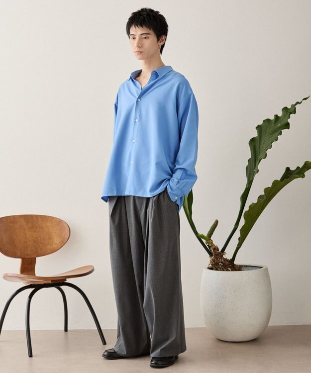 WEGO ルーズシルエットボックスシャツ（LS） ブルー