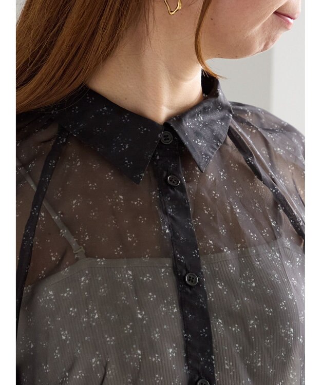 Te chichi シアーフラワーボリュームスリーブブラウス ブラック