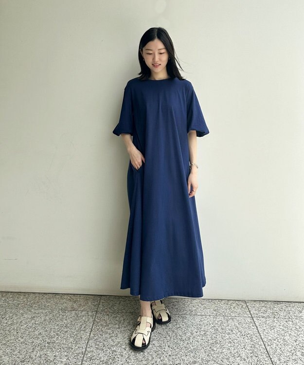 UNFILO L 【吸水速乾/マシンウォッシャブル】CVC天竺 ワンピース ダルブルー系