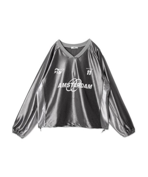 WEGO サテンゲームグラフィックプルオーバー グレー