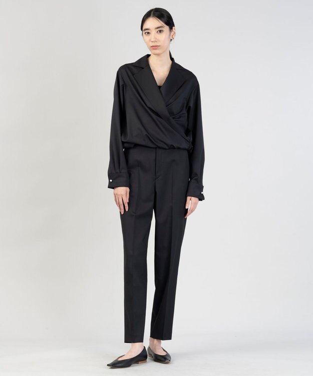 23区 L 【エステータ】ウールシルクギャバジン テーラードブラウス ブラック系