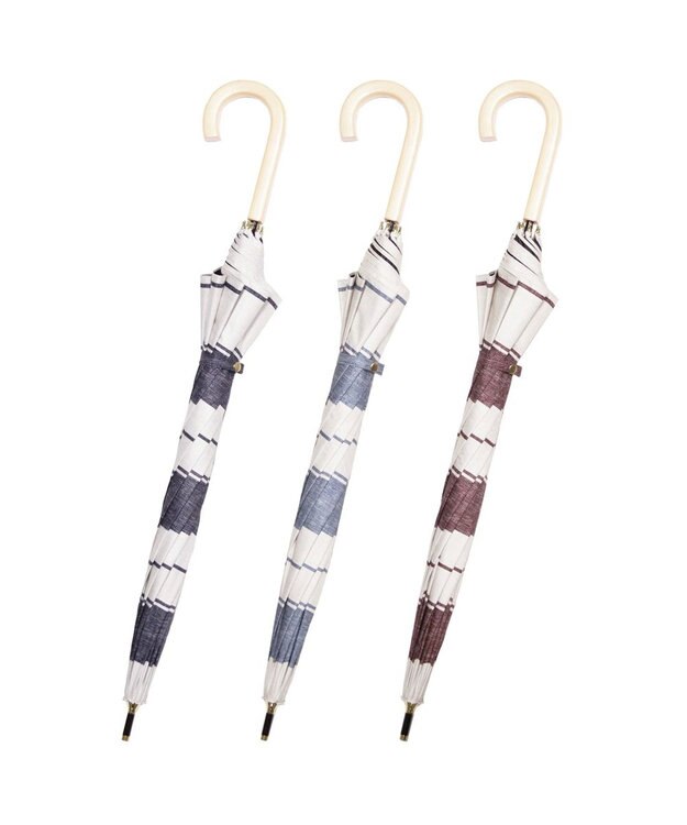 UNBILLION cache nez / 麻調ボーダーバルーンショートパラソル ワイン