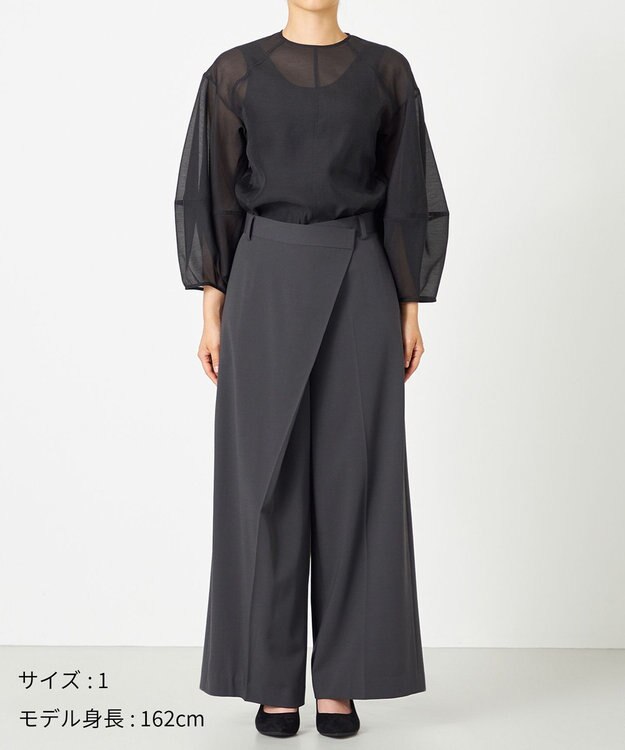 NAVE 【Nave・洗える】スパントロ ワイドラップパンツ グレー系