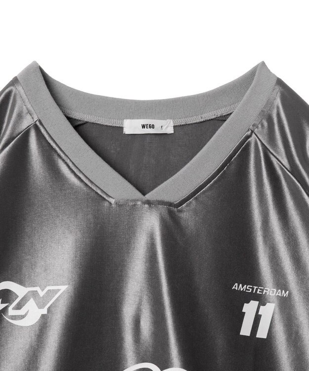 WEGO サテンゲームグラフィックプルオーバー グレー