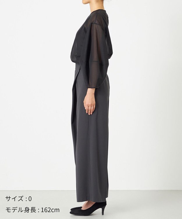 NAVE 【Nave・洗える】スパントロ ワイドラップパンツ グレー系