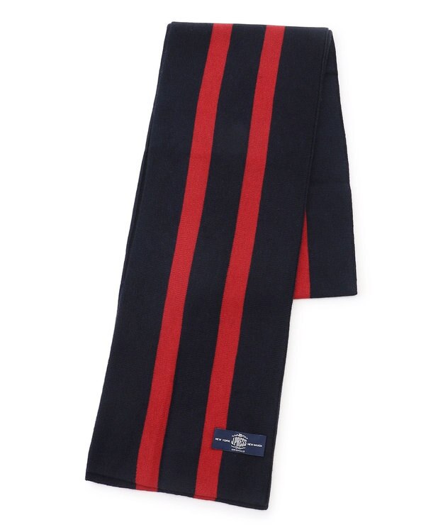 J.PRESS MEN 【J.PRESS ORIGINALS】【UNISEX】Wool Polyester Knit School Muffler ワイン系1