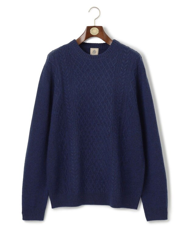 J.PRESS MEN 【KING SIZE】【Cash Lamb’s wool】ケーブルニット / クルー ネイビー系