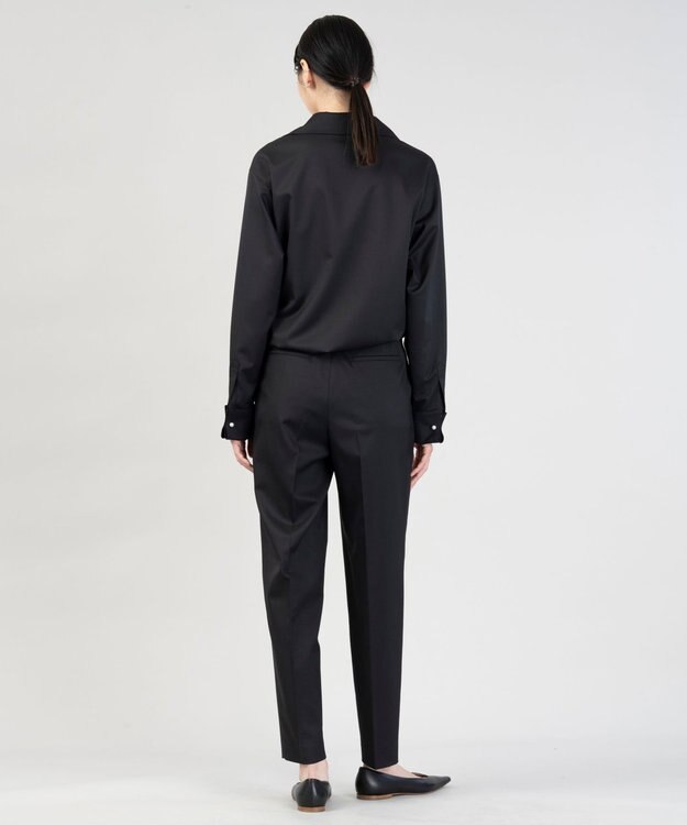 23区 L 【エステータ】ウールシルクギャバジン テーラードブラウス ブラック系