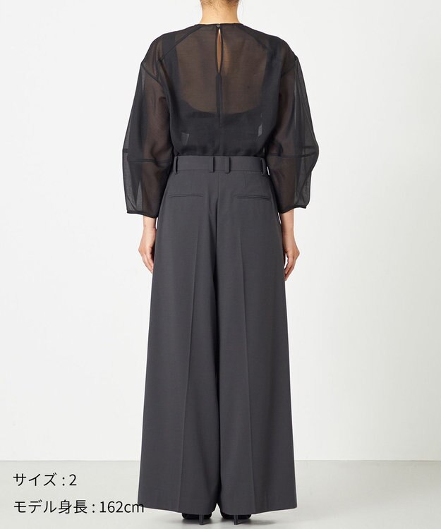 NAVE 【Nave・洗える】スパントロ ワイドラップパンツ グレー系