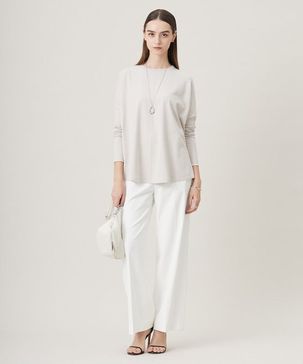 ICB 【接触冷感・UVカット・透け防止・吸水速乾・洗える】 シェルタリングドライオックス ワイドパンツ オフホワイト系