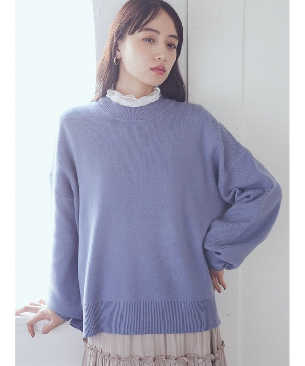 earth music&ecology アンチピリングバックスリットプルオーバー Blue