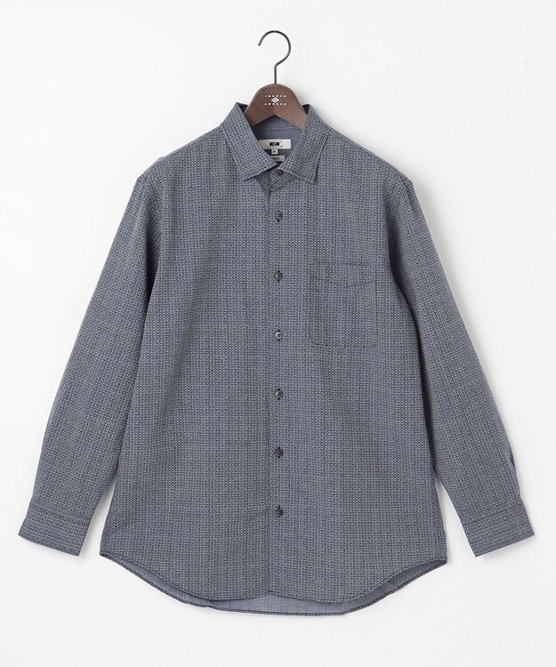 JOSEPH ABBOUD 【キングサイズ・オーガニックコットン】リヨセルリネンプリント シャツ サックスブルー系4