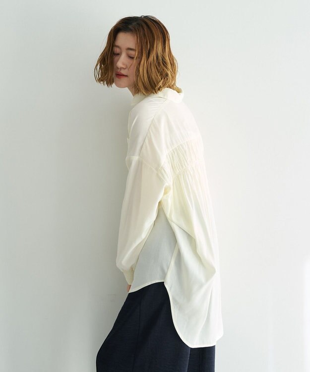 YECCA VECCA バックギャザーロングシャツ Ivory