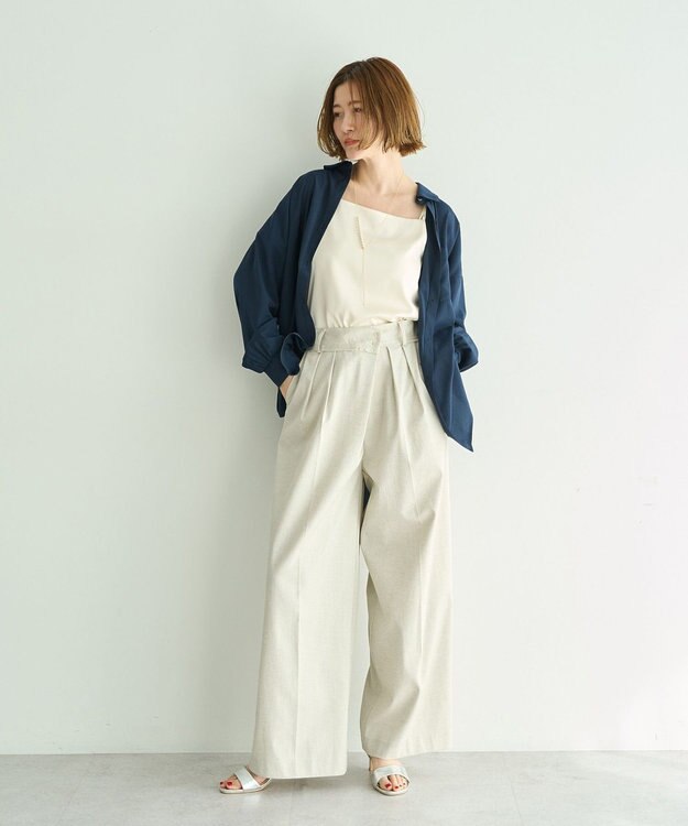 YECCA VECCA バックギャザーロングシャツ Navy