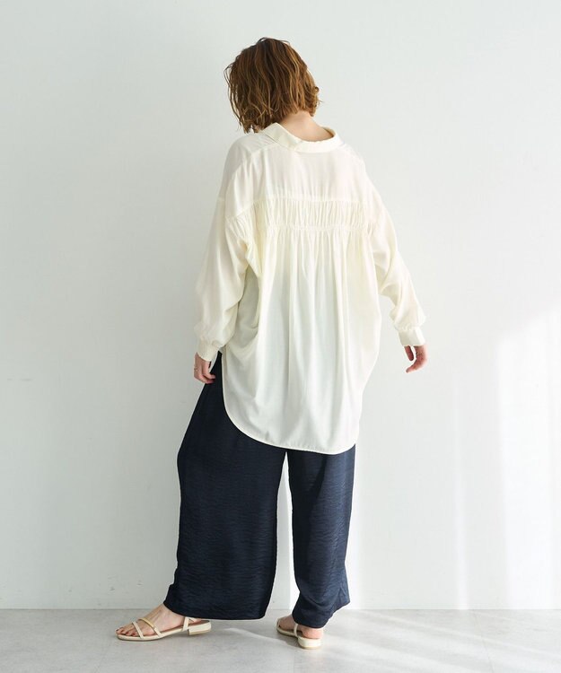 YECCA VECCA バックギャザーロングシャツ Ivory