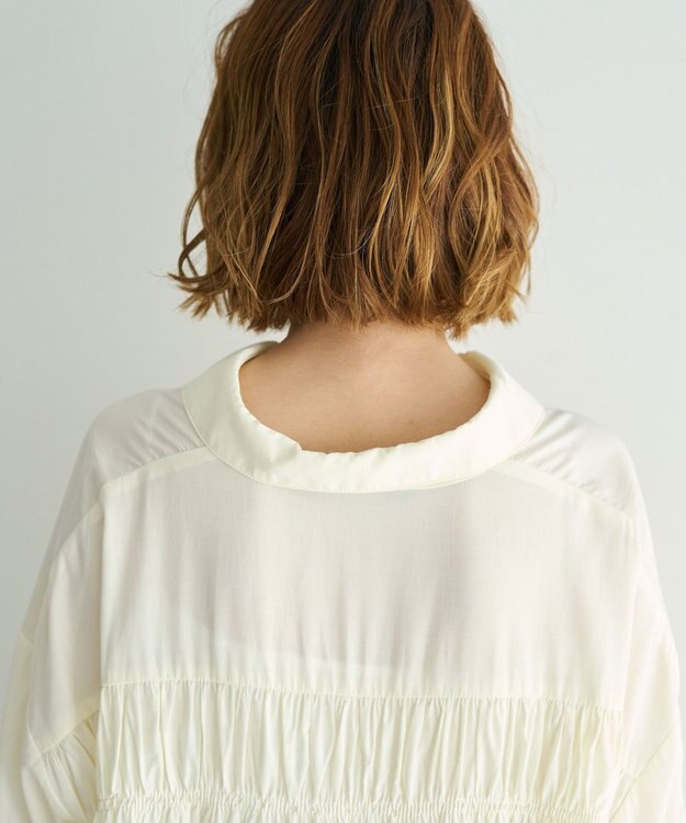 YECCA VECCA バックギャザーロングシャツ Ivory