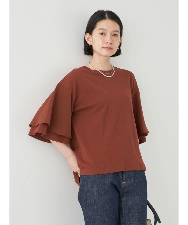 AMERICAN HOLIC 異素材スリーブプルオーバー Terracotta