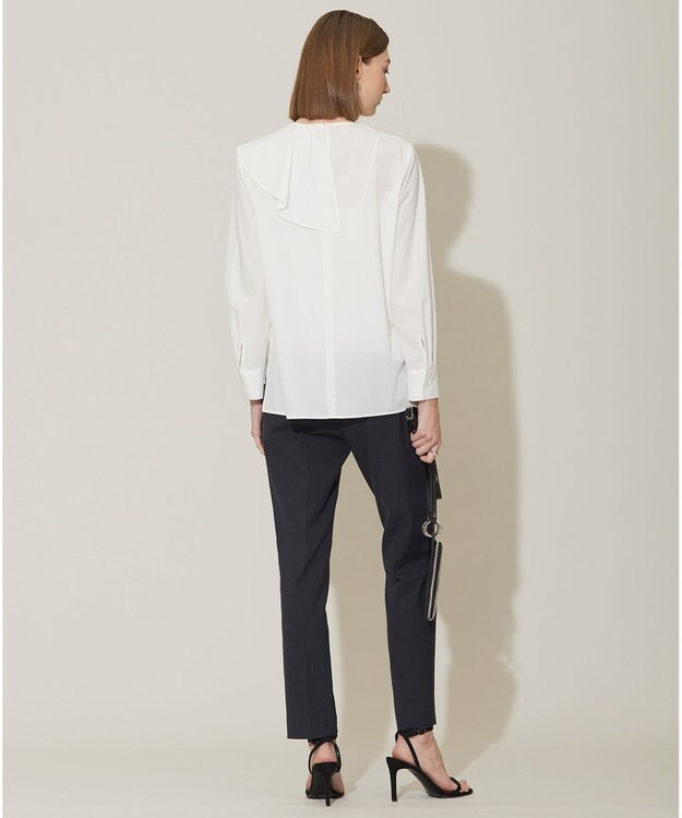 ICB L 【洗える】クリーンブロード ラッフルデザインブラウス オフホワイト系