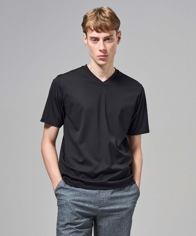 JOSEPH HOMME 【新色追加】ハイゲージベアスムース　VネックＴシャツ ブラック系