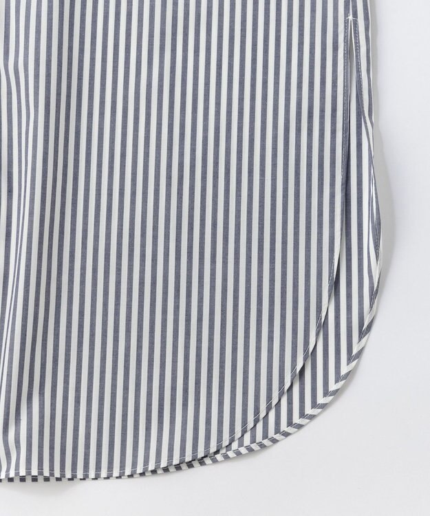 UNFILO イージーケア シャツワンピース ネイビーストライプ