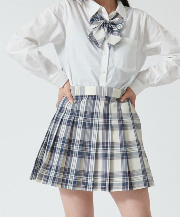 WEGO 【SCHOOLITEM】スクールプリーツスカート ホワイトチェック1