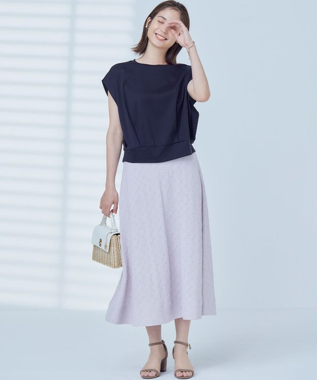 組曲 L 【WEB限定】コンシャスジャージーフレンチスリーブカットソー ブラック系