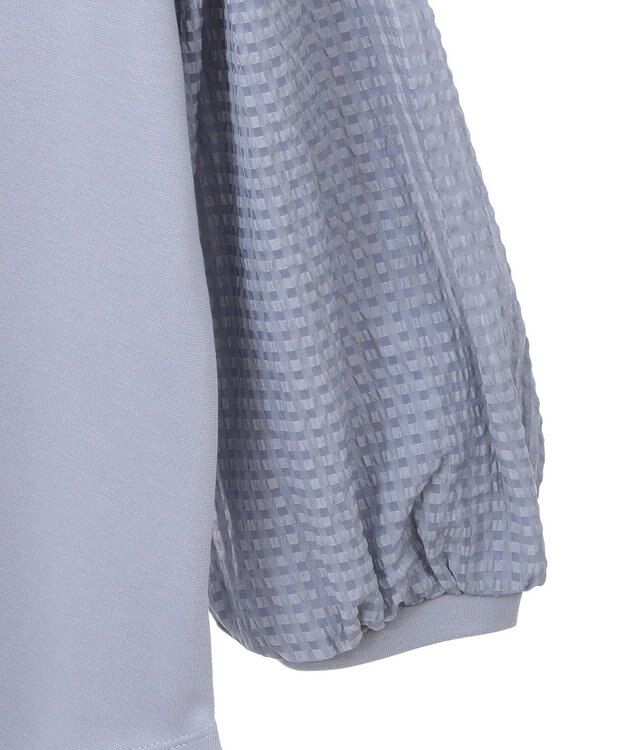 earth music&ecology シアーチェックスリーブプルオーバー Sax