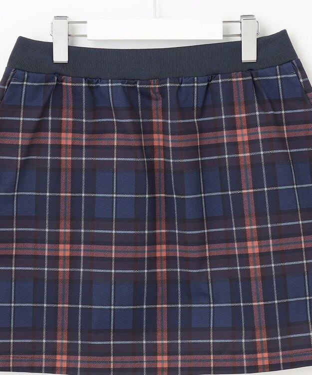 23区GOLF クラシカルで上品！【WOMEN】【ストレッチ・撥水】チェック柄 台形スカート ネイビー系3