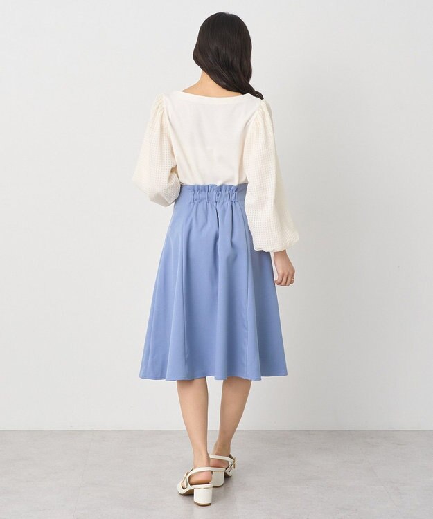 earth music&ecology シアーチェックスリーブプルオーバー Ivory