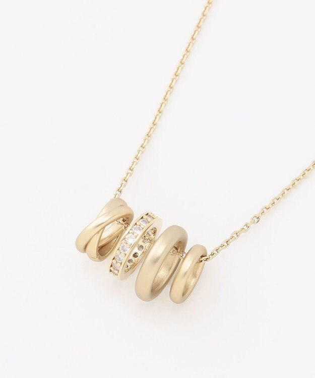 J.PRESS LADIES ジルコニア ビジューリング ネックレス ケシウスゴールド系