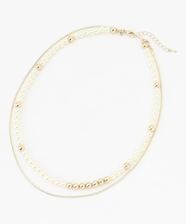 組曲 パール&メタルチェーンネックレス ゴールド系