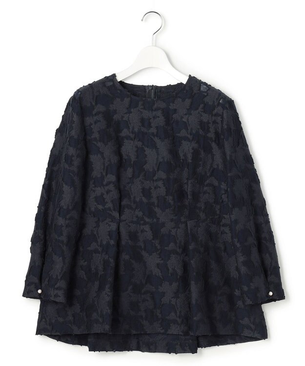 23区 【先行予約】ボタニカル カットジャガード ペプラムブラウス ネイビー系