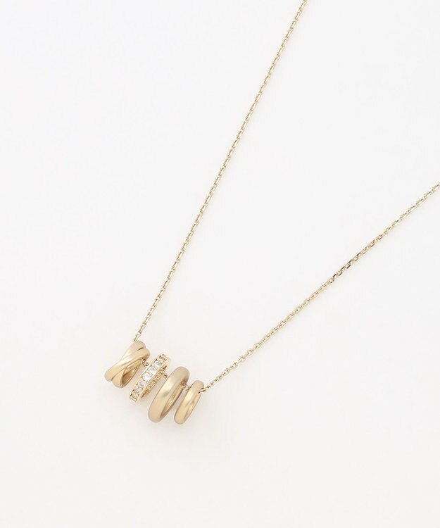 J.PRESS LADIES ジルコニア ビジューリング ネックレス ケシウスゴールド系