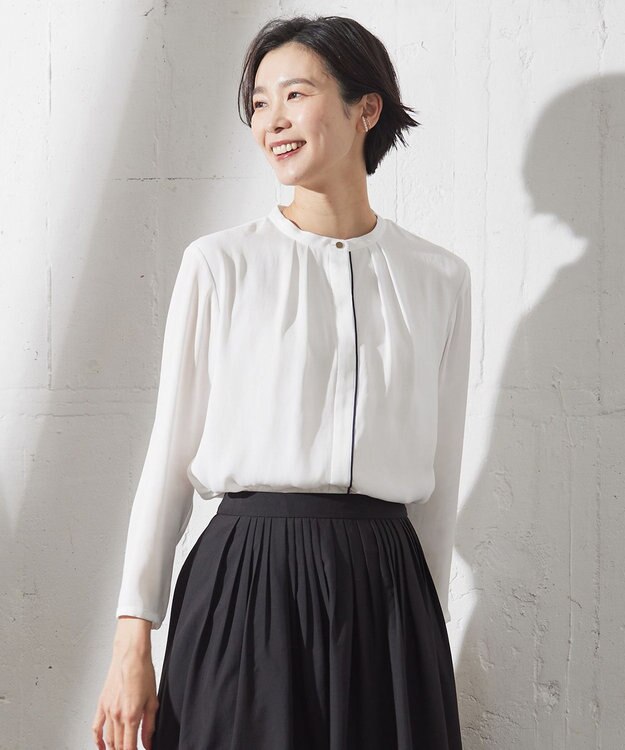 J.PRESS LADIES ジョーゼット カットソー ホワイト系