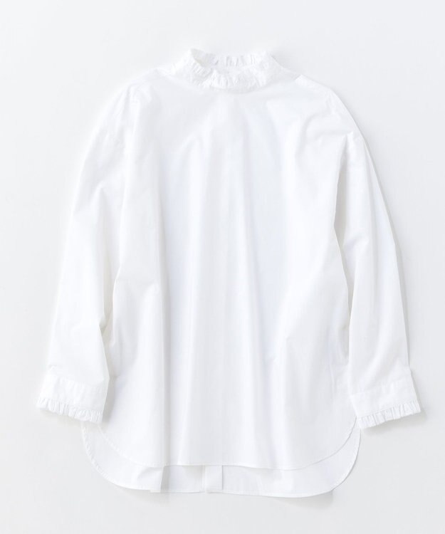 UNFILO イージーケア フリルネック シャツ オフ