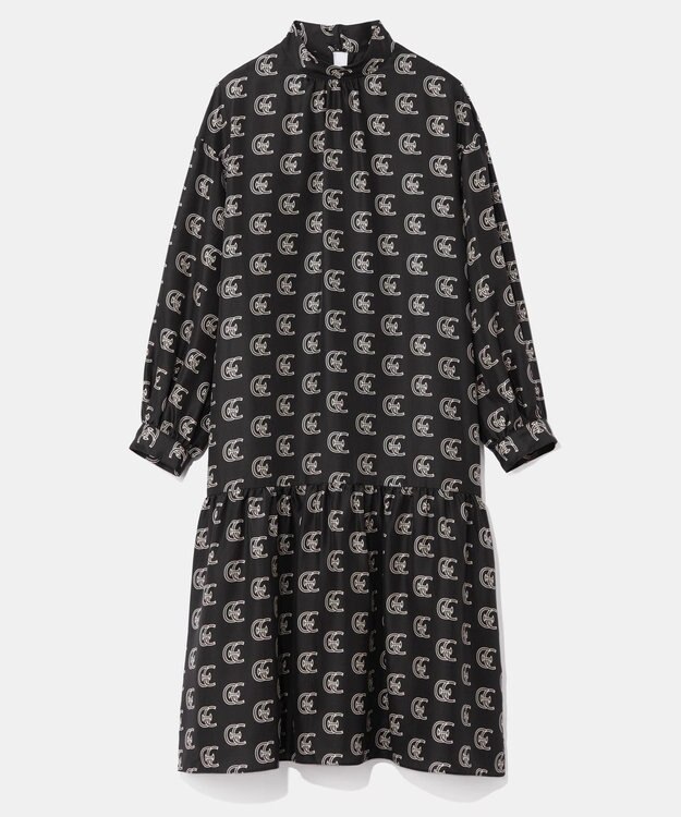GRACE CONTINENTAL シルクモノグラムドレス ブラック