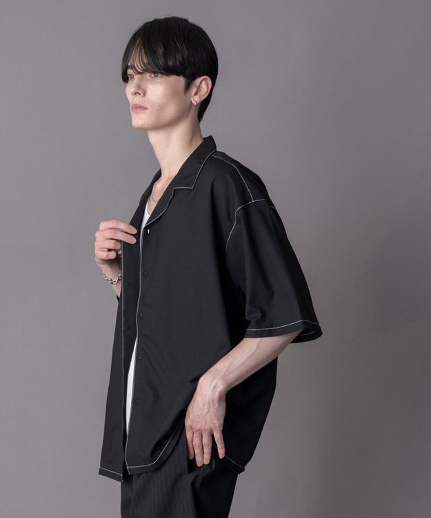 WEGO 【ユニセックス着用ITEM/SMLサイズ展開】 TRオープンカラーシャツ（SS） ブラックその他