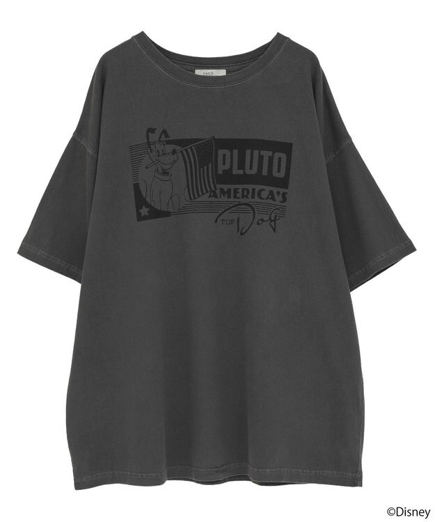 earth music&ecology Ｐｌｕｔｏ／プリントビッグＴＥＥ Charcoal Gray