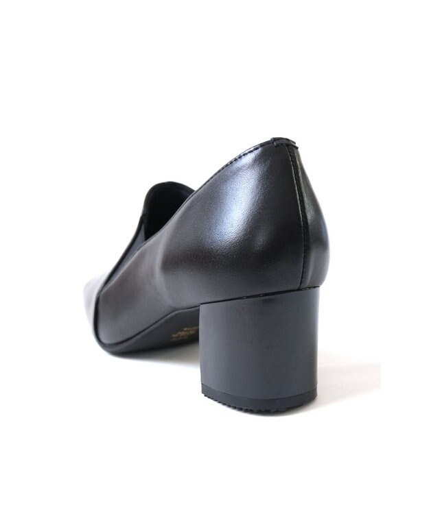 Pointer 日本製 滑り止めスクエアトゥサイドゴムパンプス ブラック