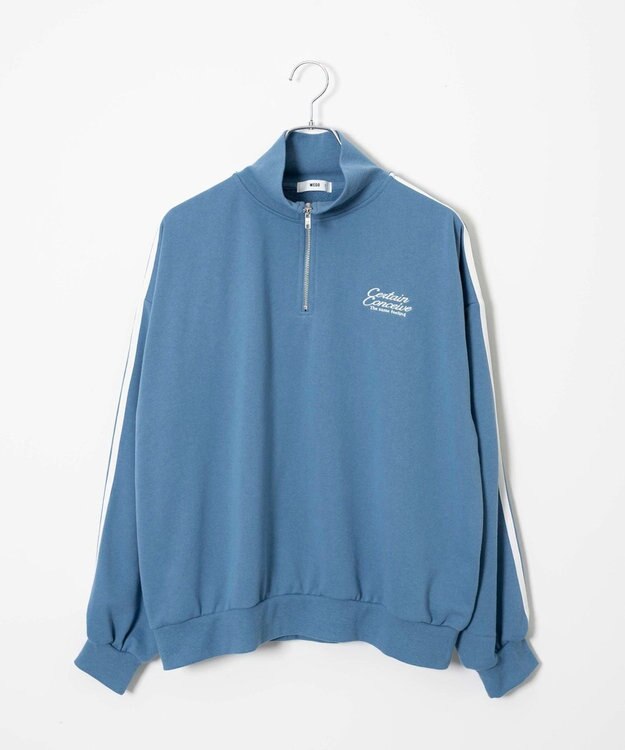 WEGO ラインハーフジップBIGスウェット サックス