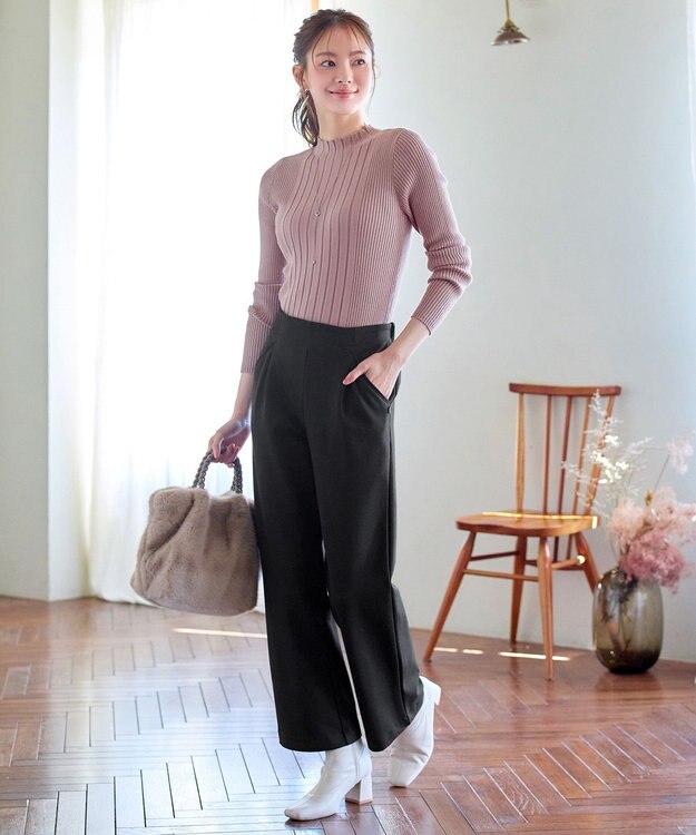 Tiaclasse 【新色追加・洗える】ランダムリブニットプルオーバー ピンクA