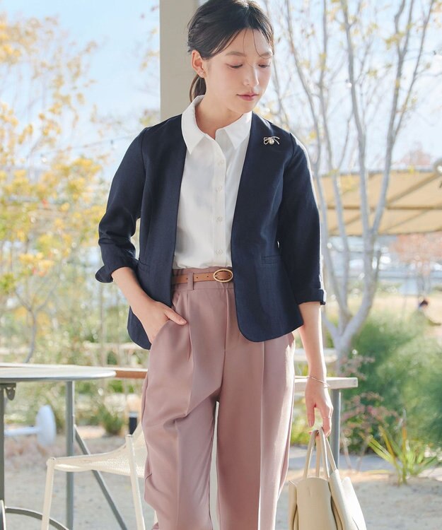 Tiaclasse L カラーレスサマージャケット ネイビー