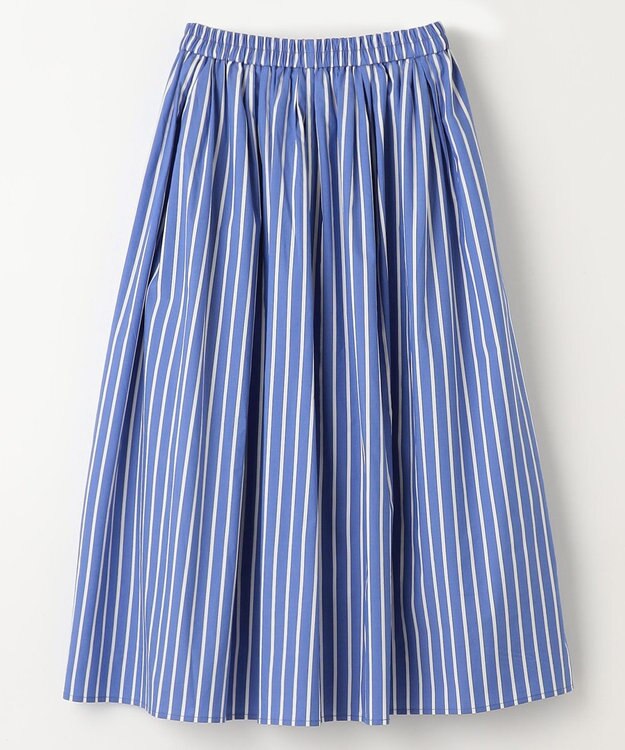 ANY 【ウエストゴム】タックギャザースカート ブルーストライプ