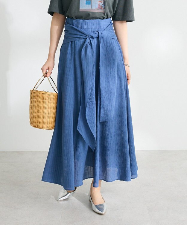 CRAFT STANDARD BOUTIQUE ツイストベルトフレアスカート Blue