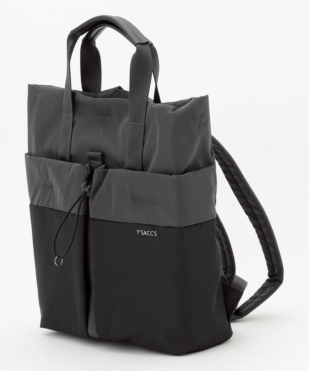 Y'SACCS ドローストリング コンビカラーリュックサック ダークグレー